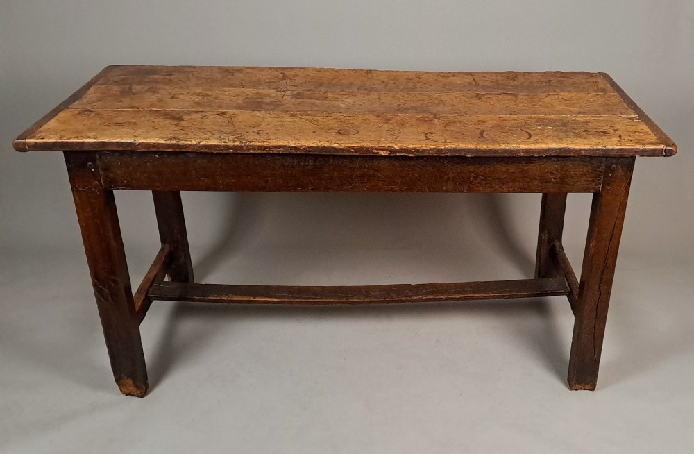 18th Century Elm Farmhouse Table with Pair of Oak Bench Seats View III