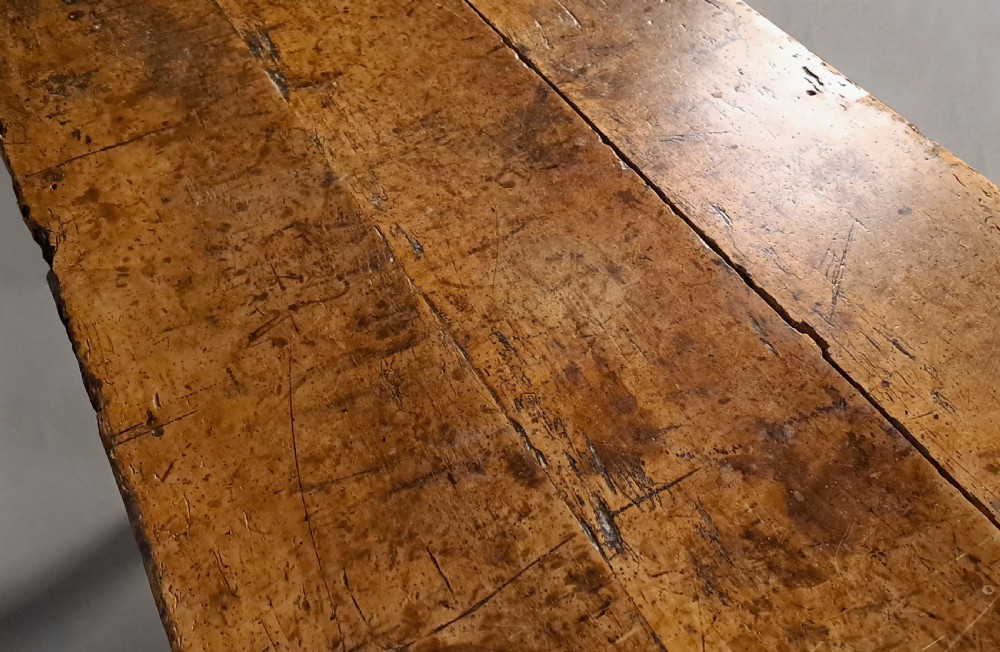 18th Century Elm Farmhouse Table with Pair of Oak Bench Seats View IV