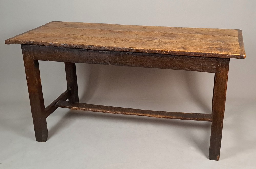 18th Century Elm Farmhouse Table with Pair of Oak Bench Seats View VI