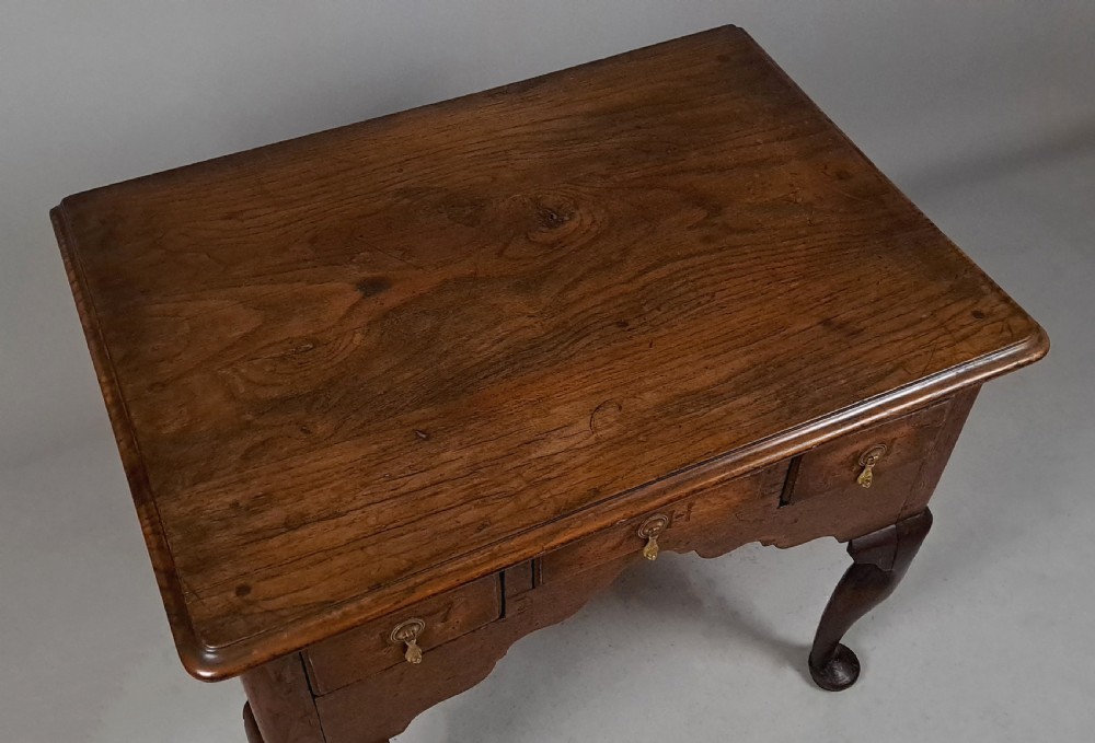 Charming George II Oak and Elm Lowboy with Initials and Dated 1741  View VII