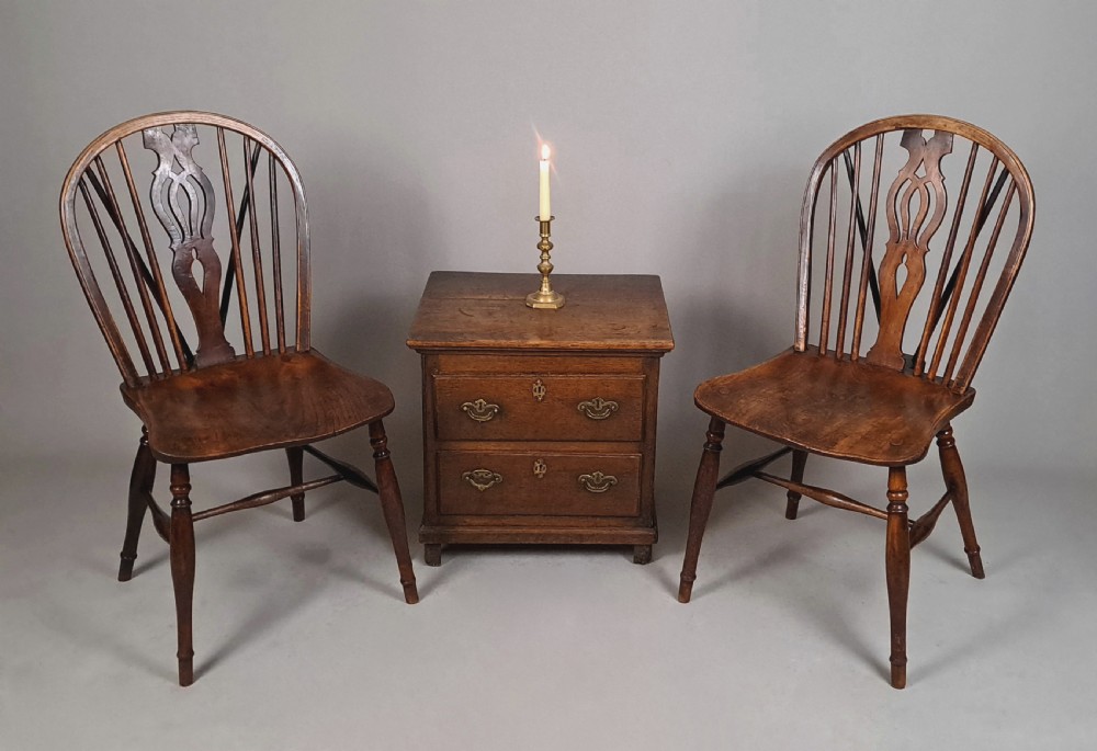 Handsome Pair of Georgian Stick Back Windsor Chairs c. 1810 View IV