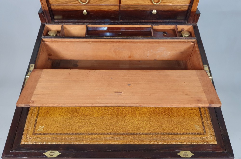 Regency Rosewood and Brass Inlaid Campaign Desk on Stand c. 1825 View IV