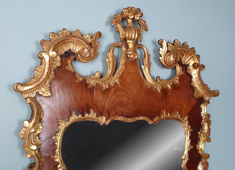 English George II Walnut and Parcel Gilt Mirror c. 1735 View II