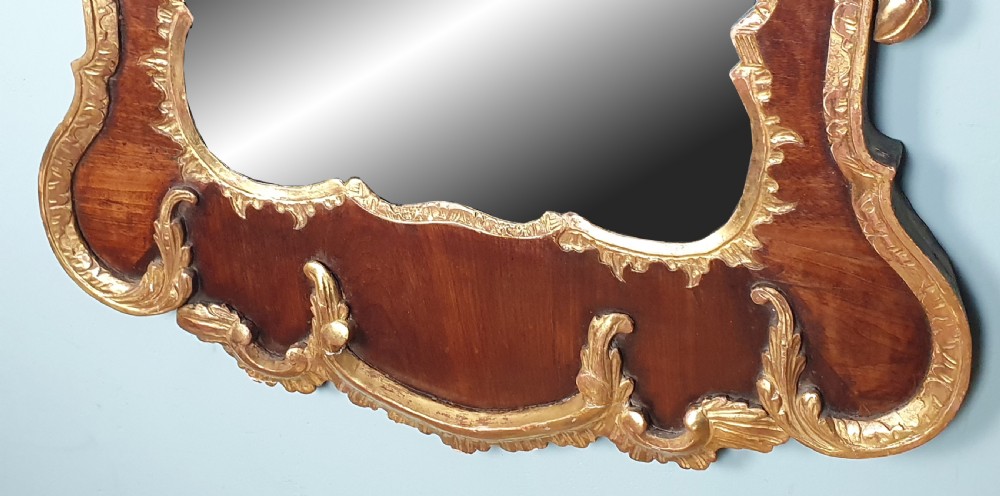 English George II Walnut and Parcel Gilt Mirror c. 1735 View VI