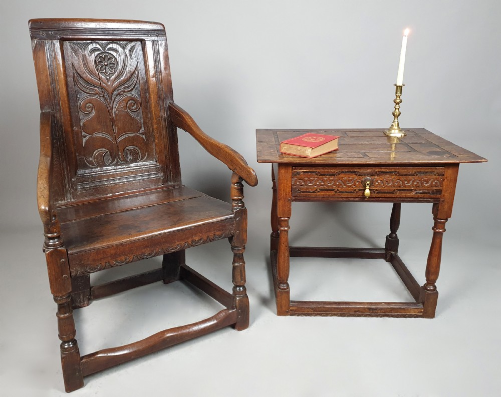 Early 17th Century Elm and Oak Welsh Wainscot Chair c. 1630 View VII