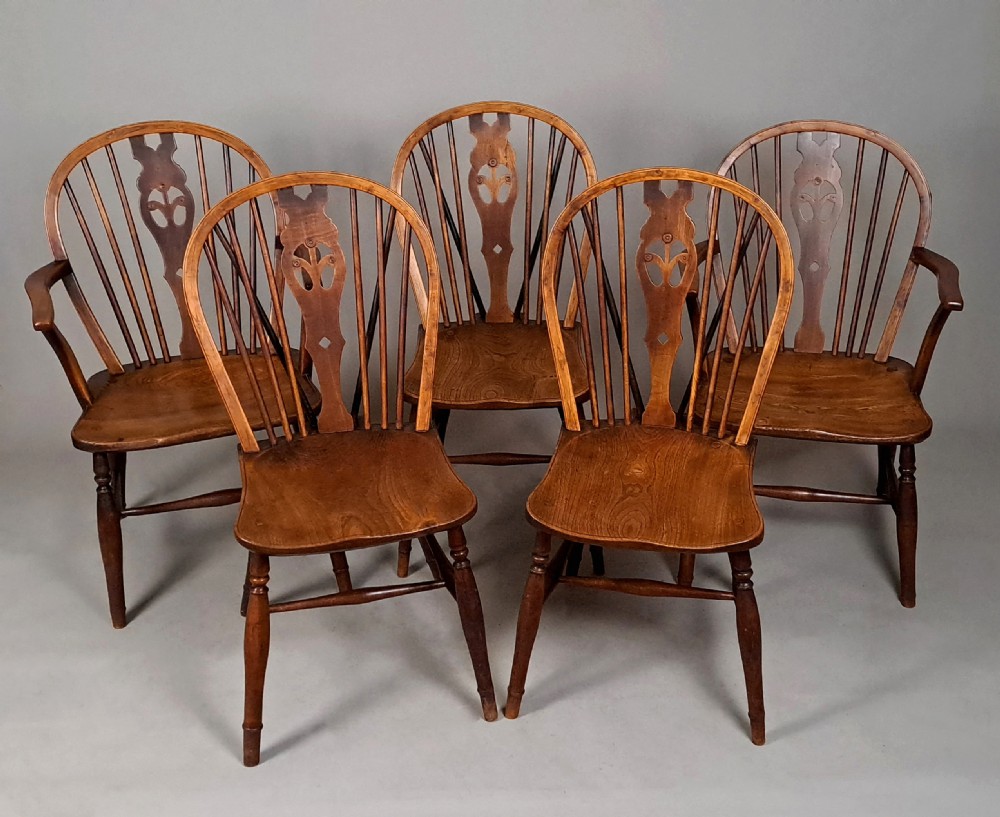 Early Set of Five Prince of Wales Windsor Chairs c. 1840