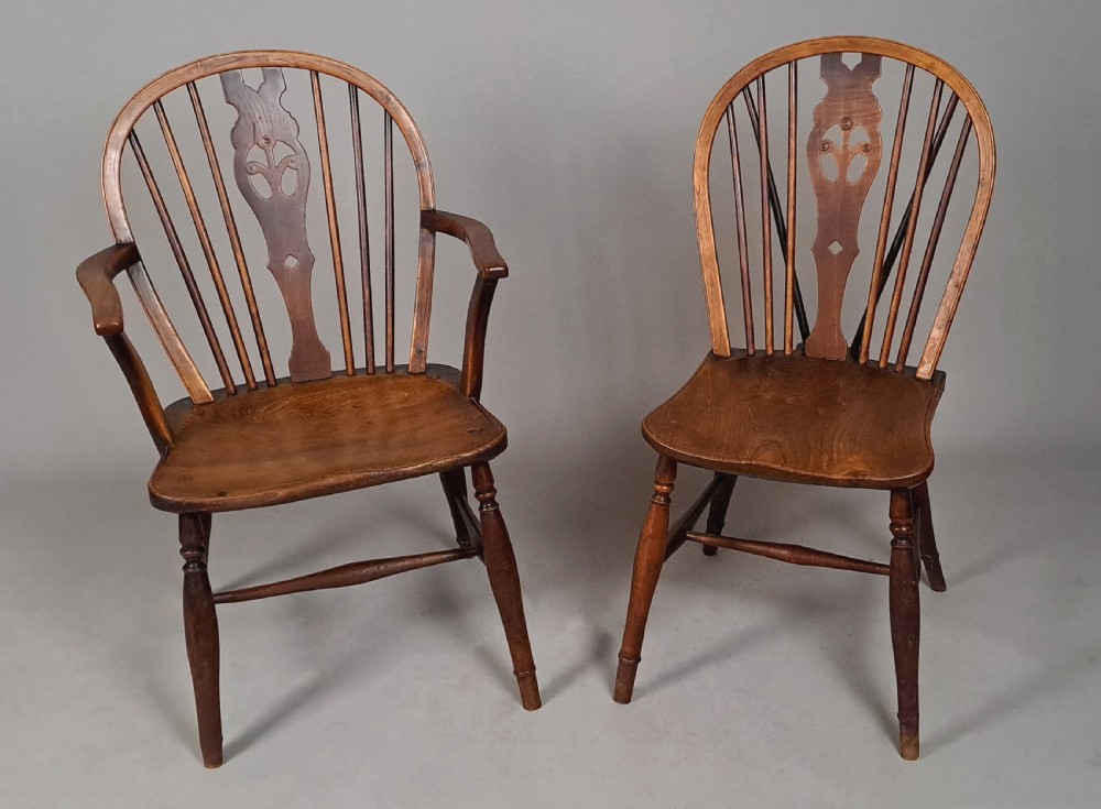 Early Set of Five Prince of Wales Windsor Chairs c. 1840 View III
