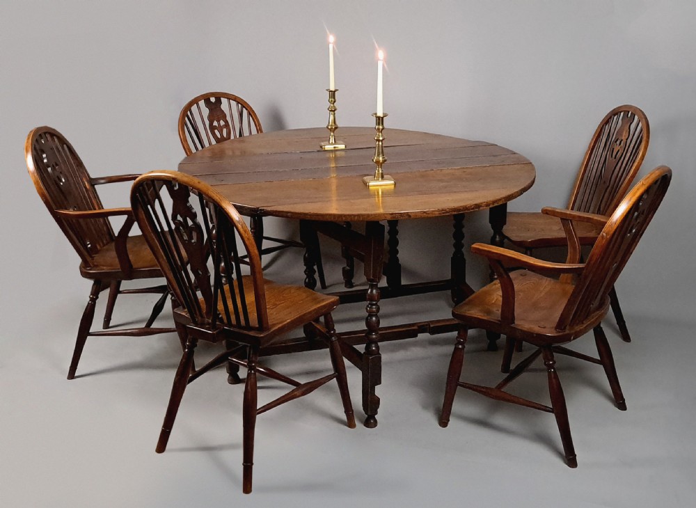 Early Set of Five Prince of Wales Windsor Chairs c. 1840 View VI