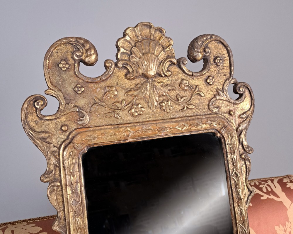 George I Period English Giltwood and Gesso Pier Glass Mirror c. 1715 View II