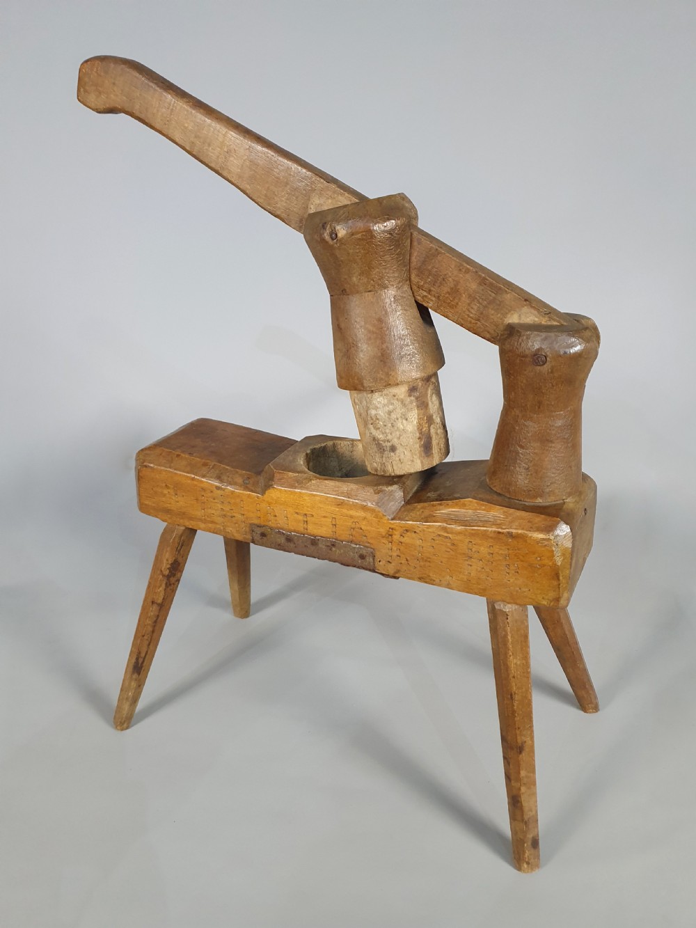 Early 18th Century Vernacular Fruitwood Fruit Press c. 1730 View II
