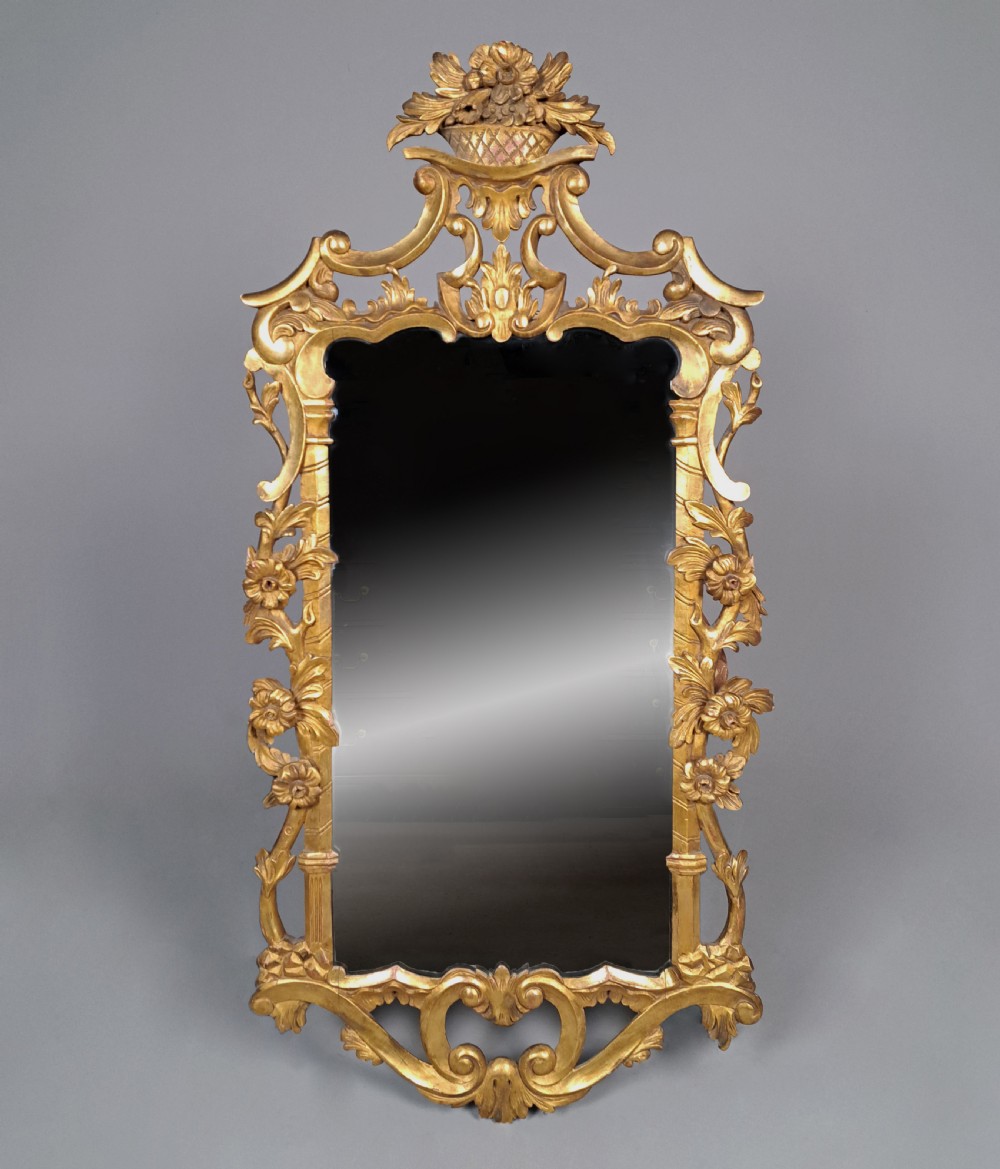 Large 19th Century Carved Giltwood Mirror with Trade Label c. 1850