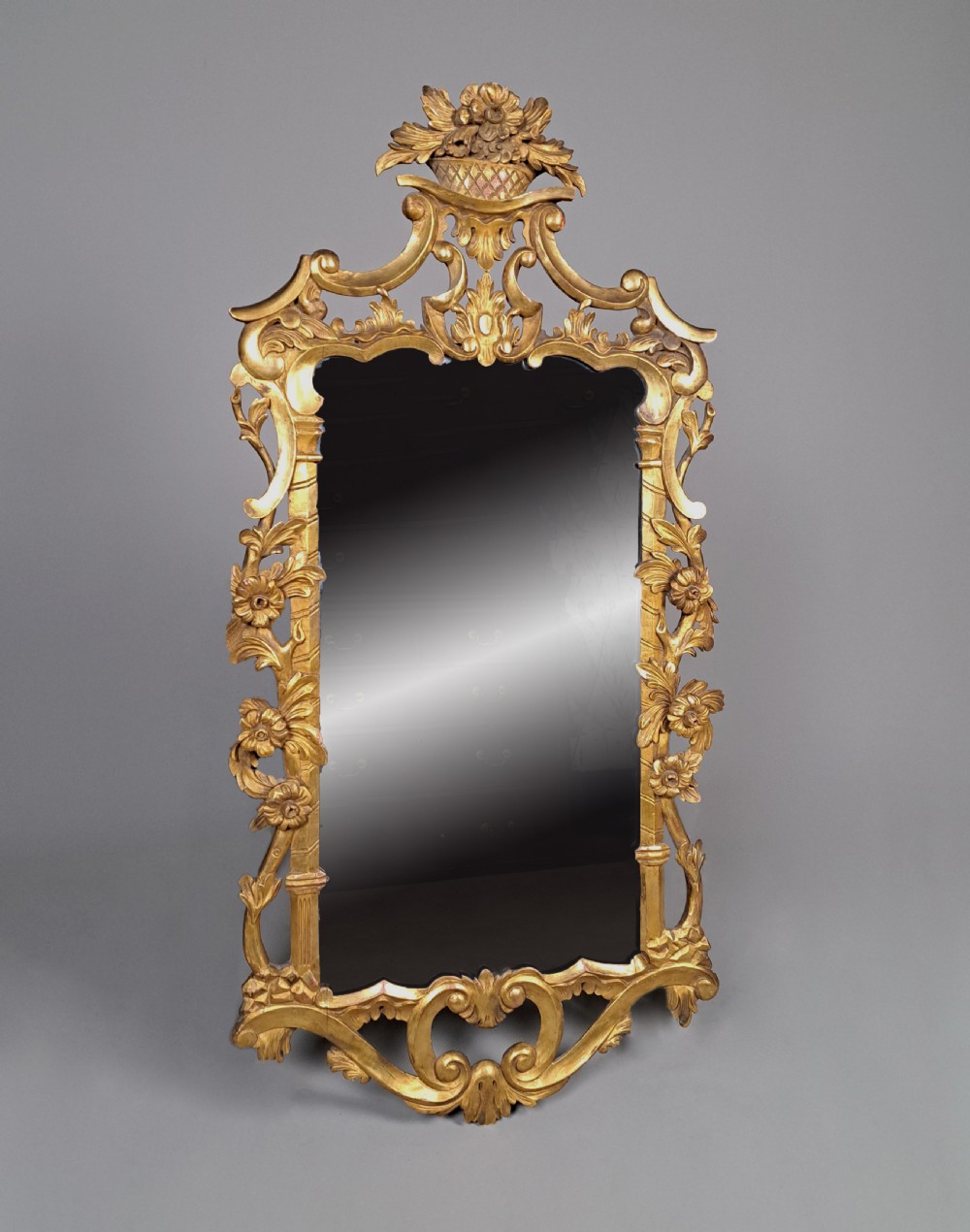Large 19th Century Carved Giltwood Mirror with Trade Label c. 1850 View II