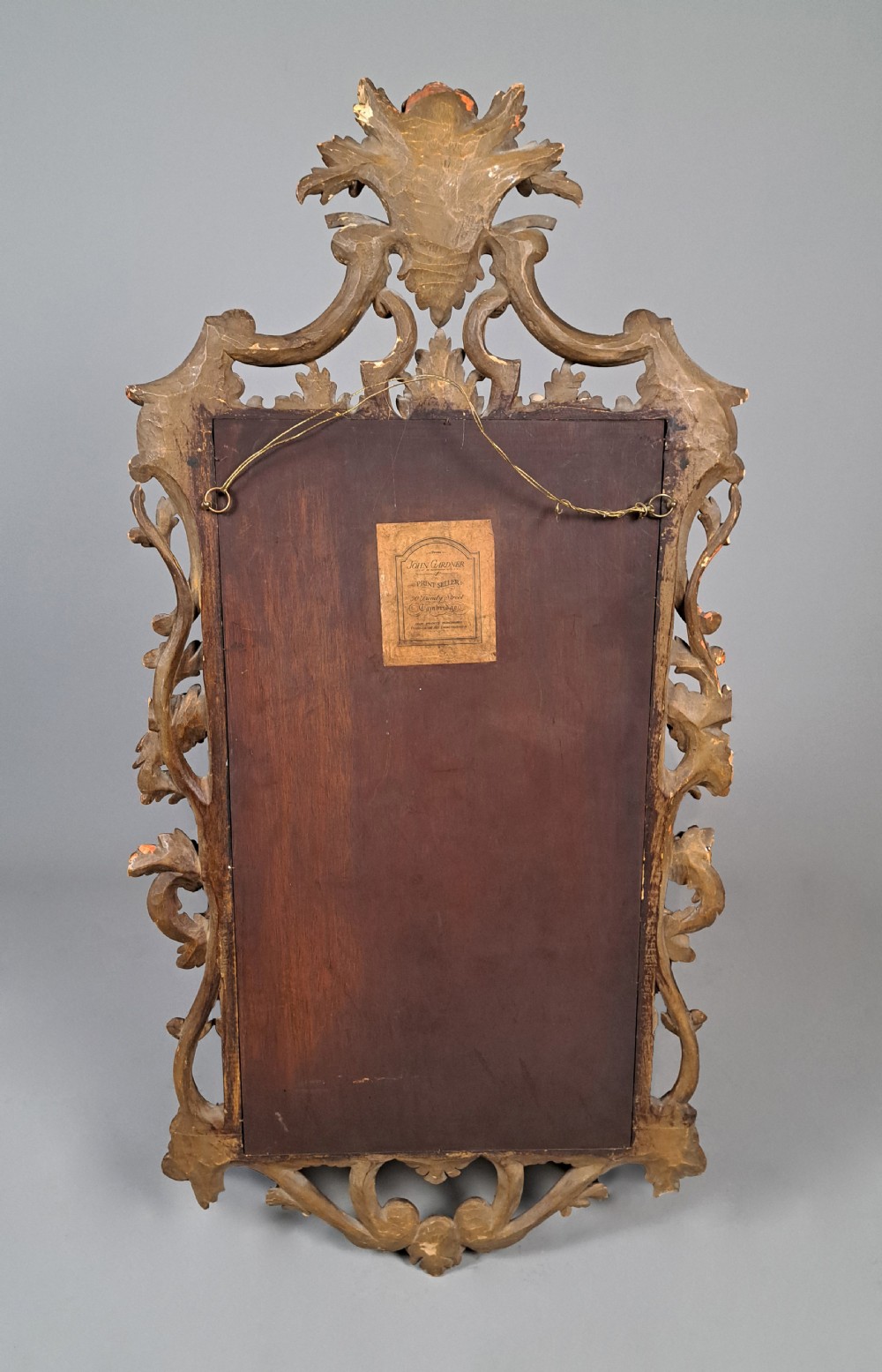 Large 19th Century Carved Giltwood Mirror with Trade Label c. 1850 View IV