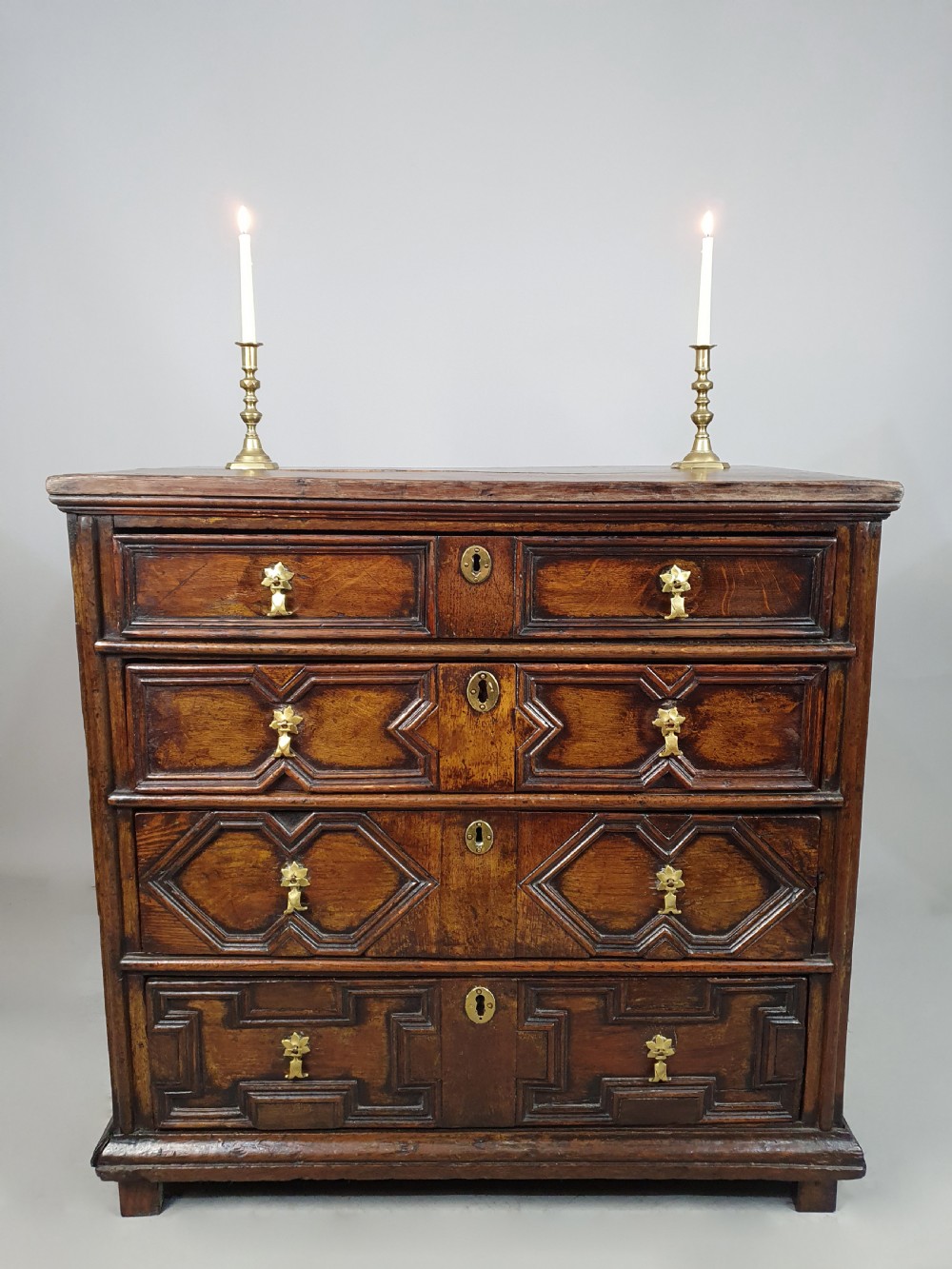 Original and Small Charles II Oak Chest of Drawers c. 1670