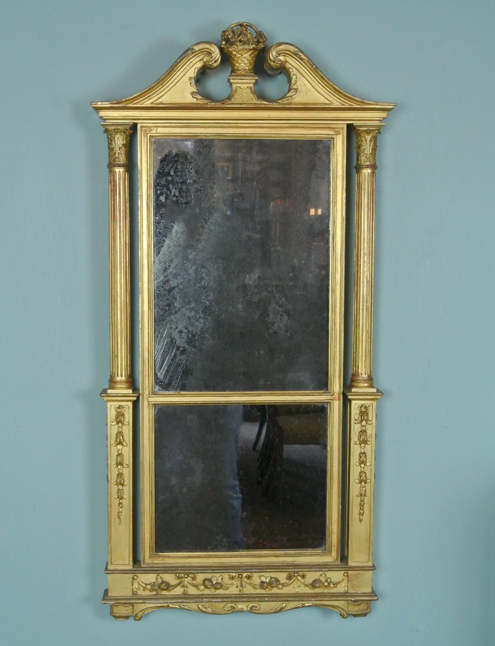 Large George III Giltwood Neoclassical Pier Mirror with Original Plate c. 1785