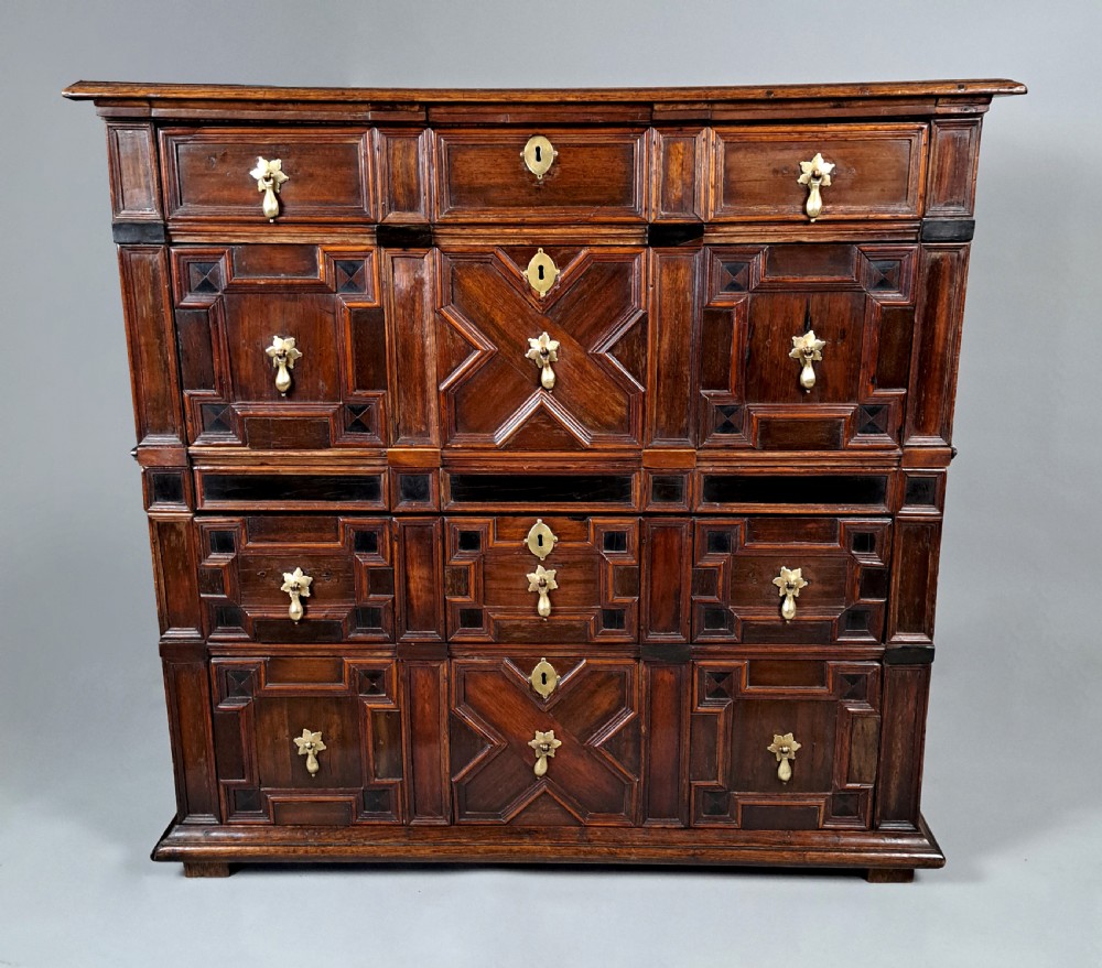Exceptional 17th Century Oak And Laburnum Chest of Drawers c. 1680