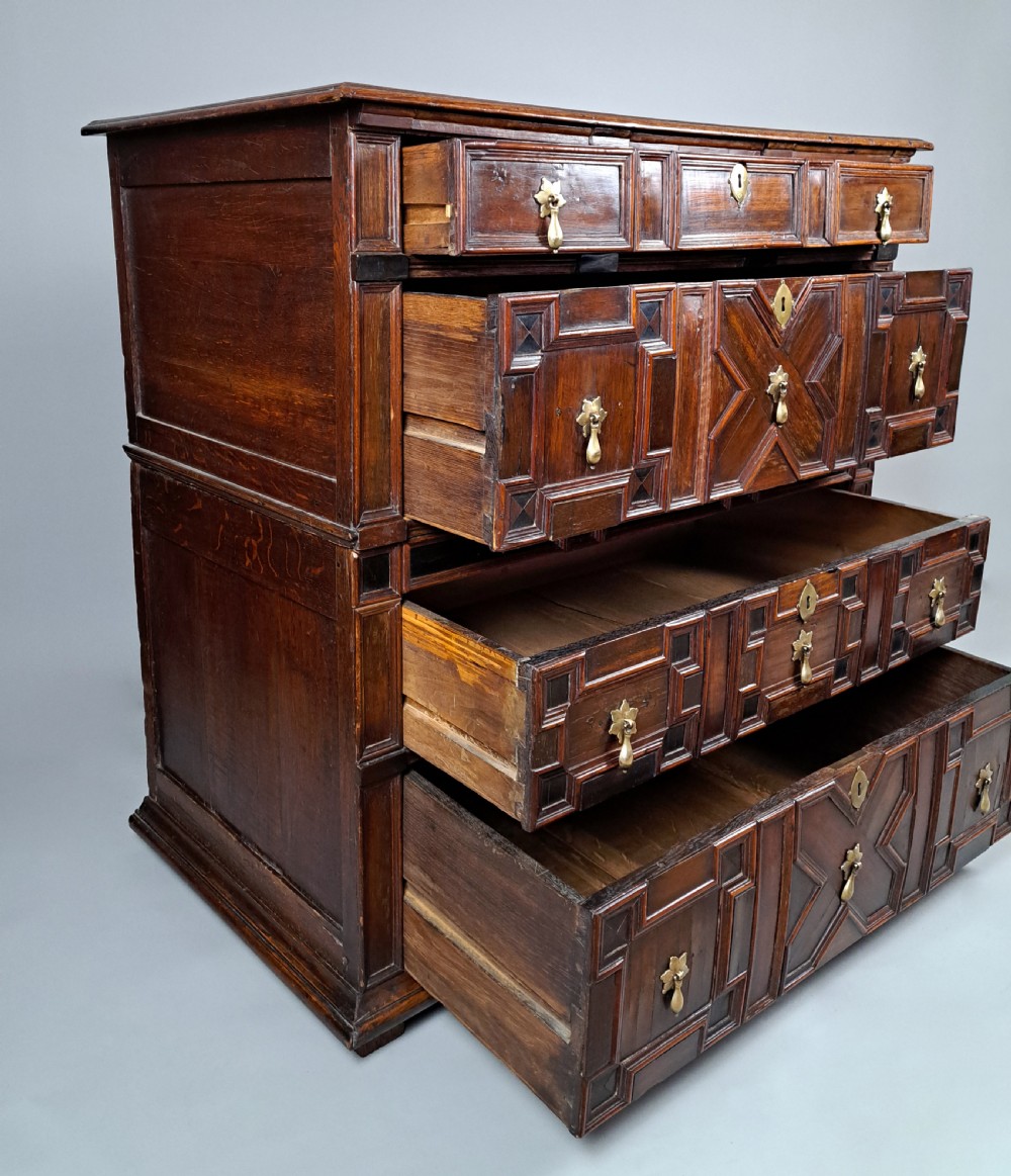 Exceptional 17th Century Oak And Laburnum Chest of Drawers c. 1680 View V