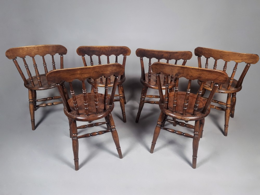 Set of Six Victorian Fruitwood Penny Chairs c. 1890 View V