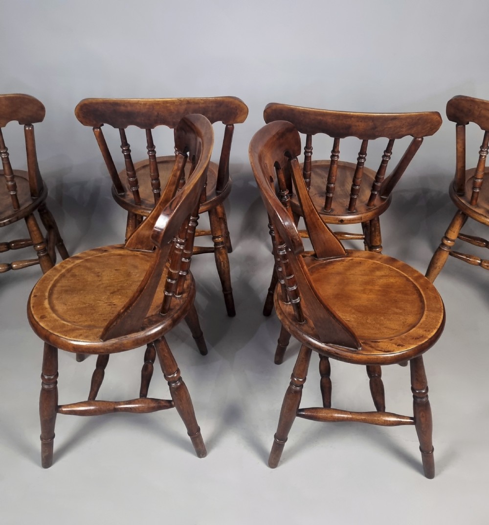 Set of Six Victorian Fruitwood Penny Chairs c. 1890 View VI