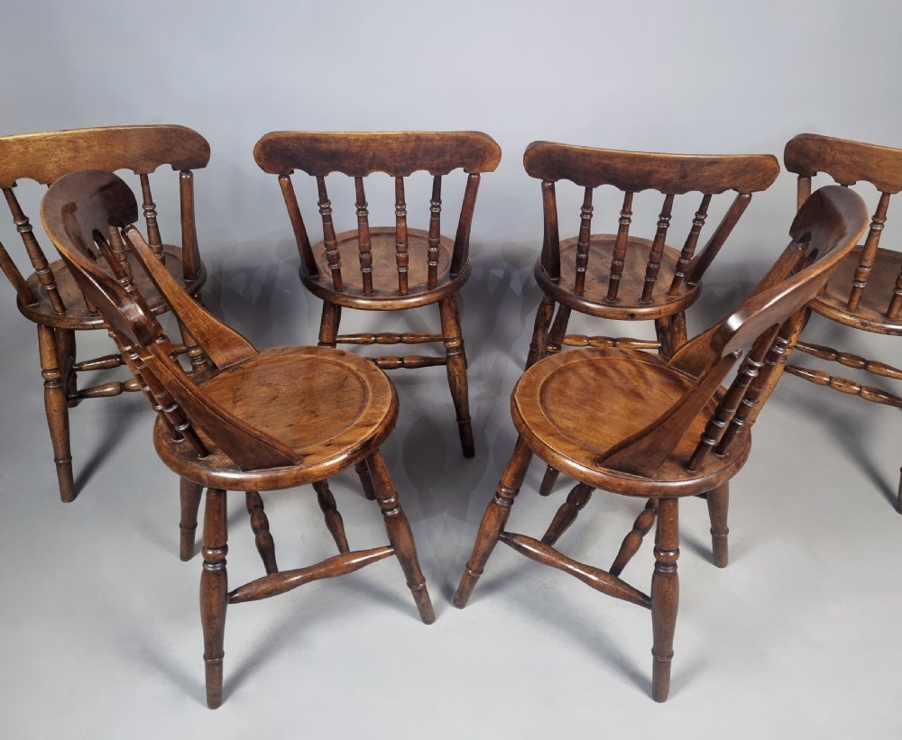 Set of Six Victorian Fruitwood Penny Chairs c. 1890 View VII