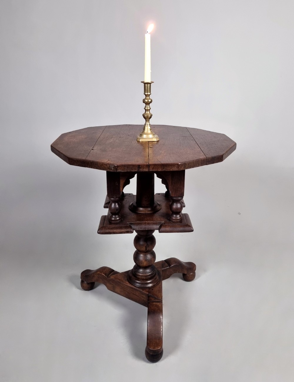 Rare Charles II Period Oak Pillar Table c. 1660