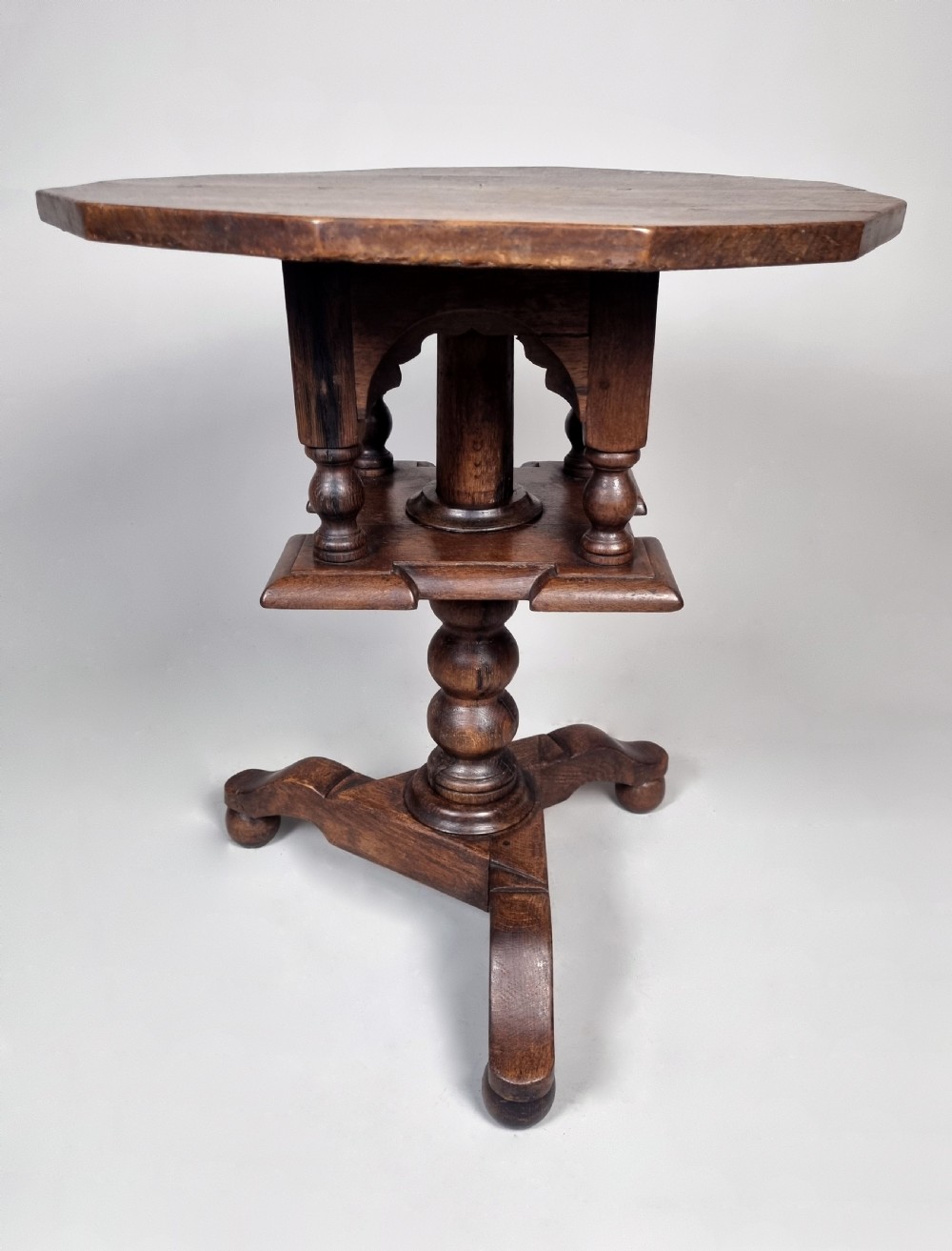 Rare Charles II Period Oak Pillar Table c. 1660 View VII