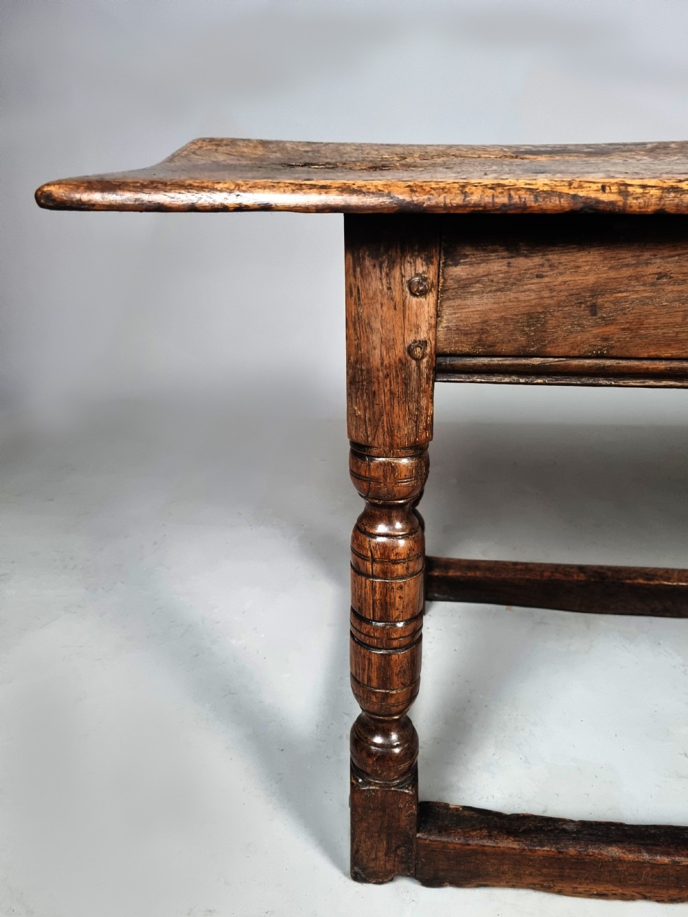 Very Good Charles I Joined Oak Long Stool c. 1640 View IV