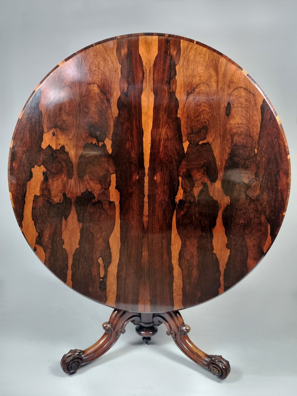 Rare and Beautiful Coromandel Circular Dining Table  c. 1865 View IV