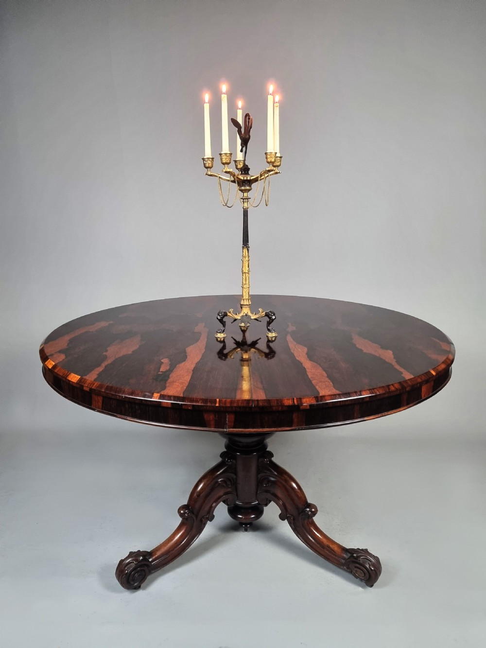 Rare and Beautiful Coromandel Circular Dining Table  c. 1865 View VIII