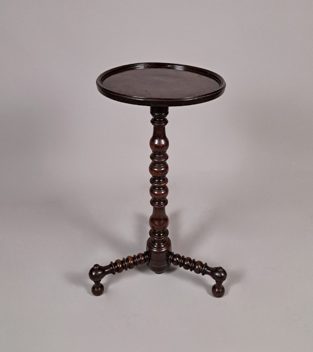 Superb William and Mary Oak Candle Stand c. 1690