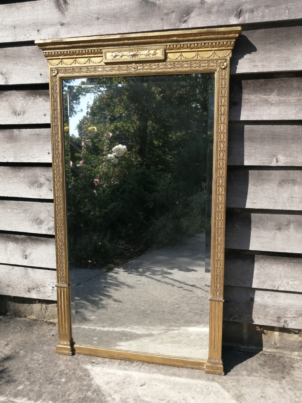 Large Regency Carved and Gilded Pier Mirror with Original Plate c. 1820