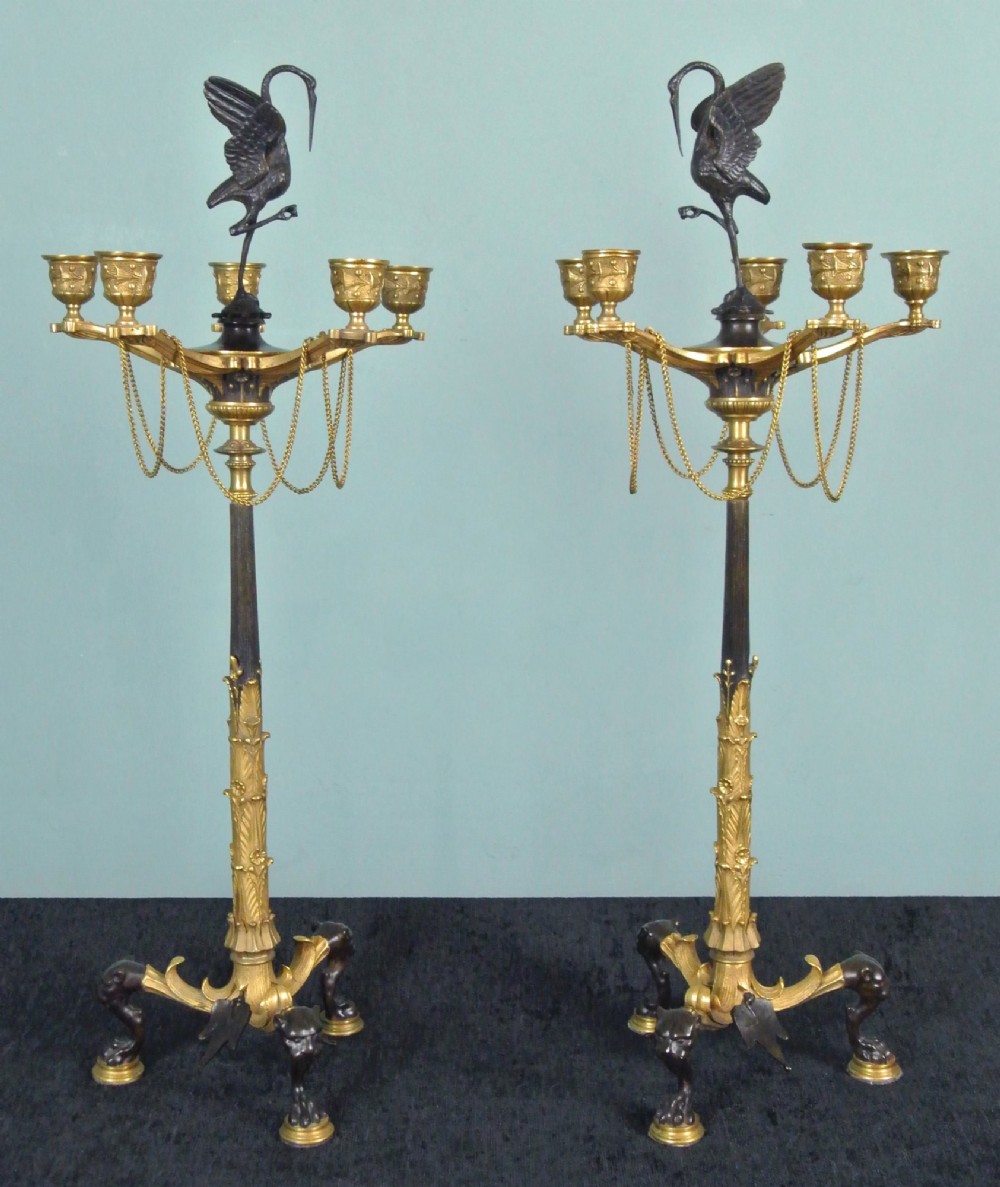 Pair Barbedienne Bronze and Ormolu Candelabra c.1880