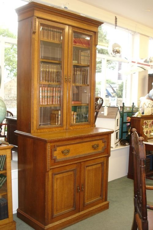 Quality Oak Secretaire Bookcase