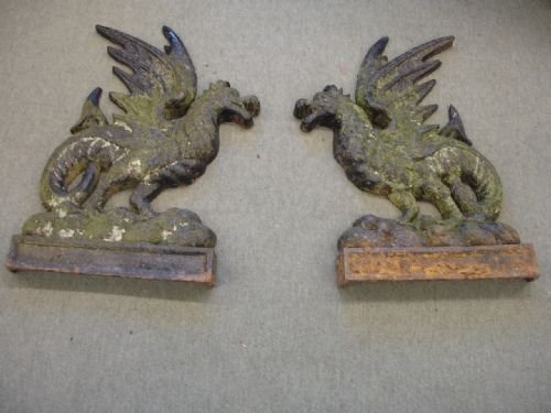 Pair of Victorian Cast Iron Griffins