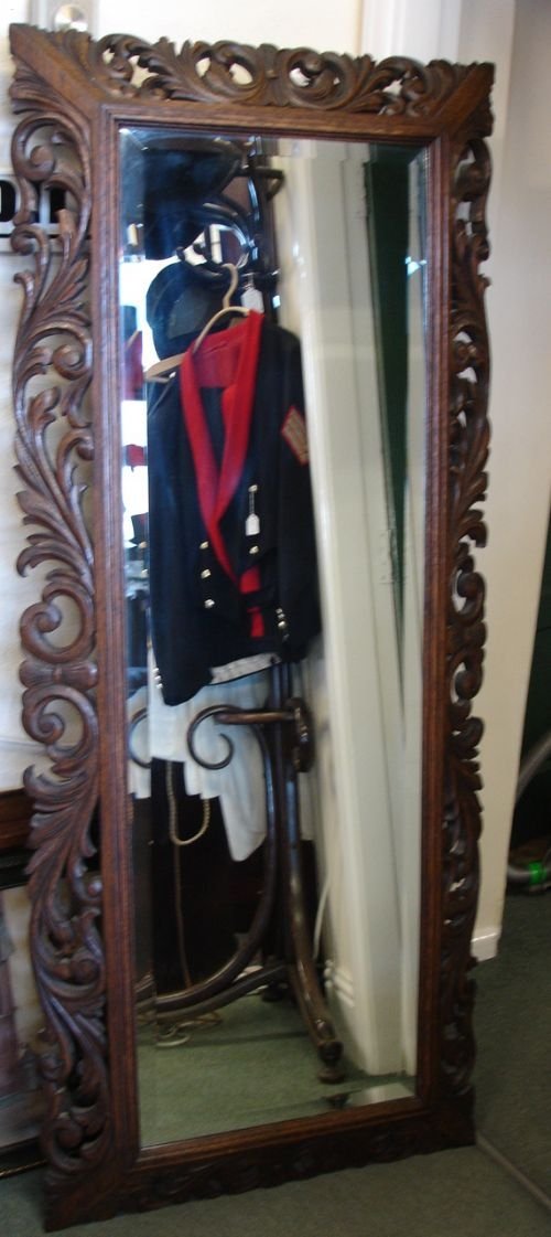 Carved Oak Bevelled Mirror