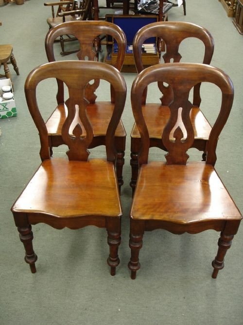Set of 4 Original Victorian Kitchen Chairs.