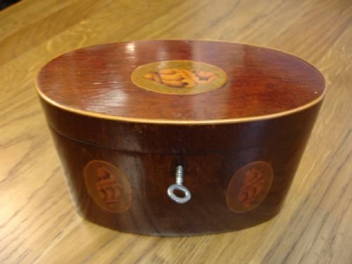 Oval Mahogany Tea Caddy