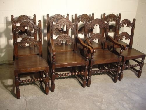 Set of 8 Oak Dining Chairs