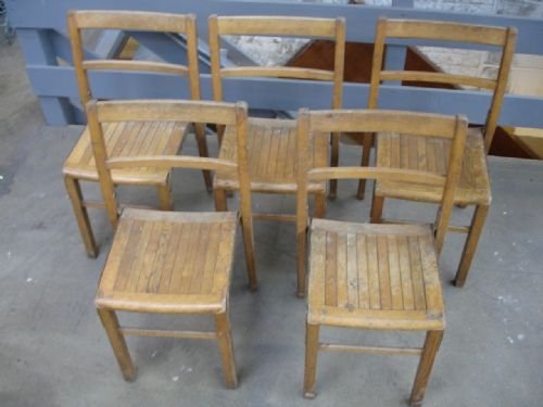 Set of 5 Hardwood Stacking Chairs