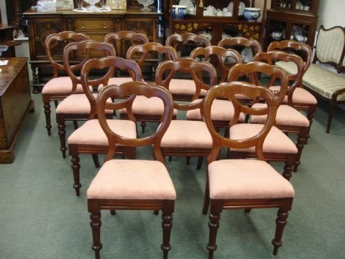 Set of 14 Victorian Balloon Back Chairs