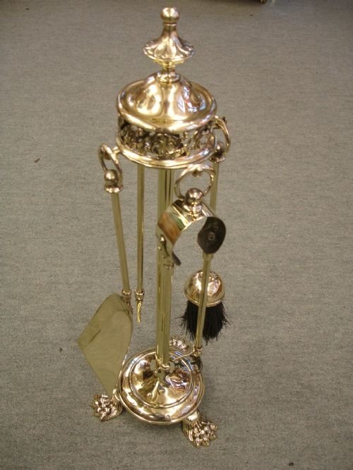 Quality Brass 4 Piece Companion Set