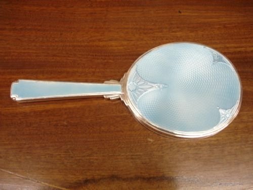 Silver & Blue Enamel Mirror