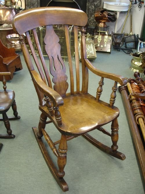 Victorian Farmhouse Fiddle Backed Rocking Chair