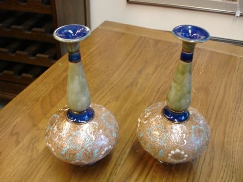 Pair of Doulton Narrow Neck Vases