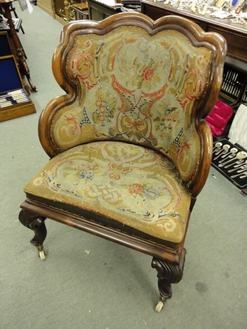 Victorian Rosewood Cloud Back Occasional Chair