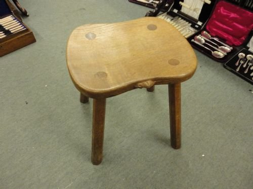 Original Oak Mouseman 4 Leg Stool