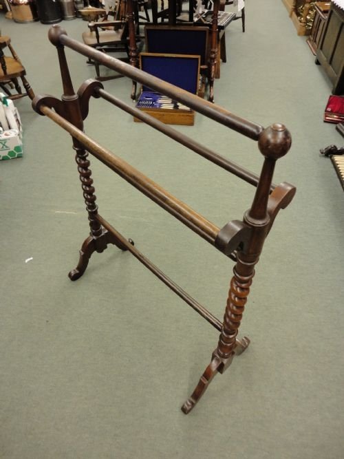 Victorian Mahogany Barley Twist Towel Rail