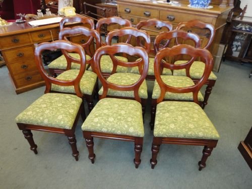 Set of 10 Victorian Crown Top Balloon Chairs.