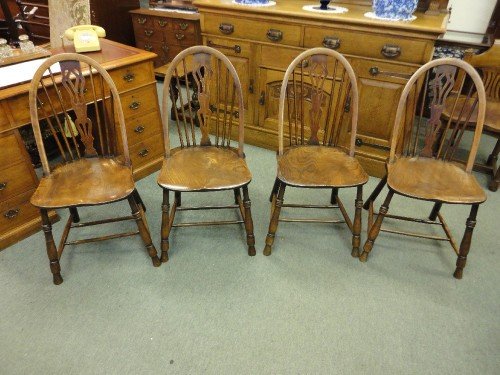 Set of 4 Elm Seated Kitchen Chairs