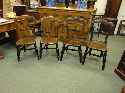 Set of 4 Victorian  Balloon Back Kitchen Chairs